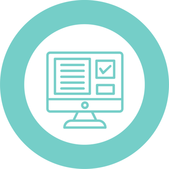 Icon of a computer monitor with a checklist