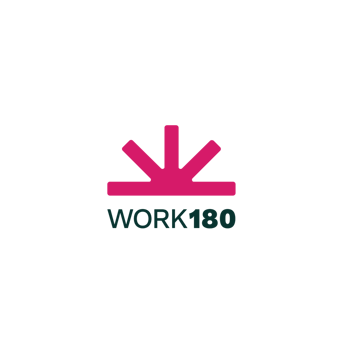 Лого на WORK180 с стилизиран дизайн