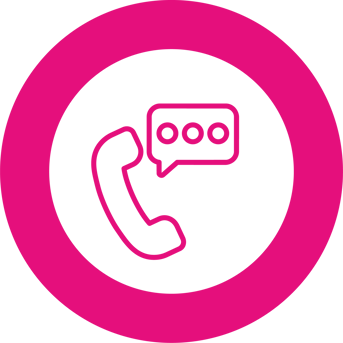 Icon of a telephone with a speech bubble